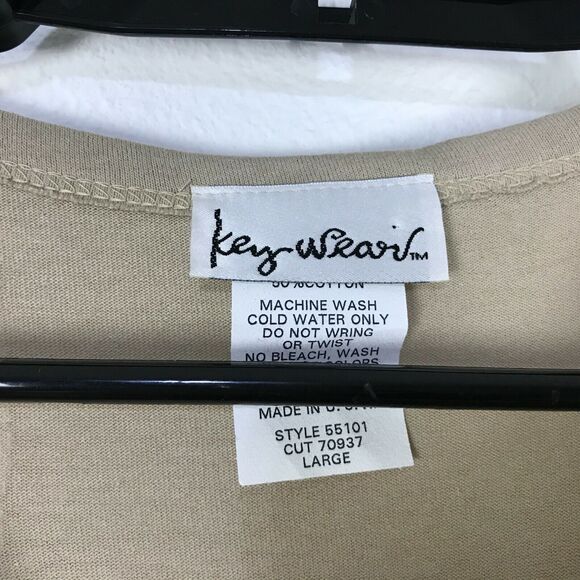 Vintage Key Wear Midi Dress Size L Beige Fish Starfish Beach Polyester Blend - Picture 3 of 8